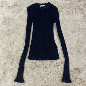 Helmut Lang Black and Blue Metallic L/S Top